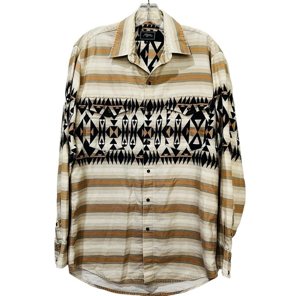 Roper Medium Vintage Long Sleeve Southwestern Aztec  Rodeo Snap Button Shirt G3 - Picture 1 of 5